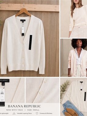 Banana Republic Women’s V-Neck Cardigan - Light Cream